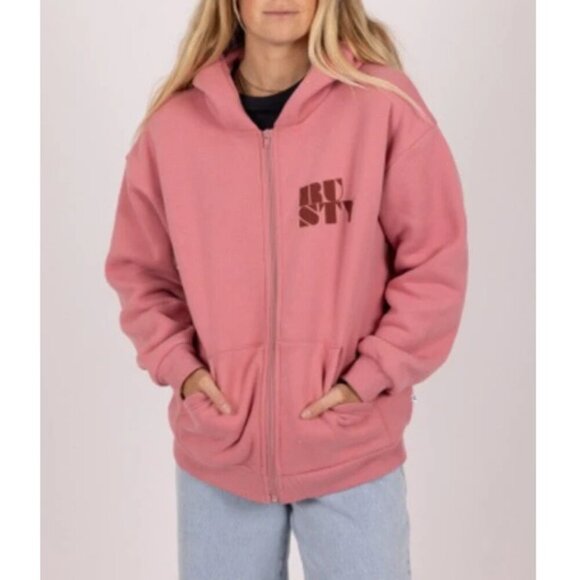 Rusty Women's Size S Pink Alana Oversized Zip-Up Hoodie - Picture 1 of 10
